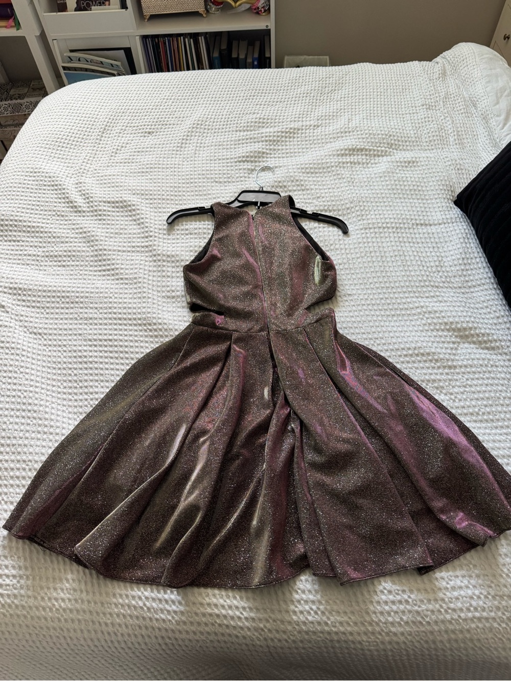Sparkle A-Line Mini Dress in Iridescent Plum